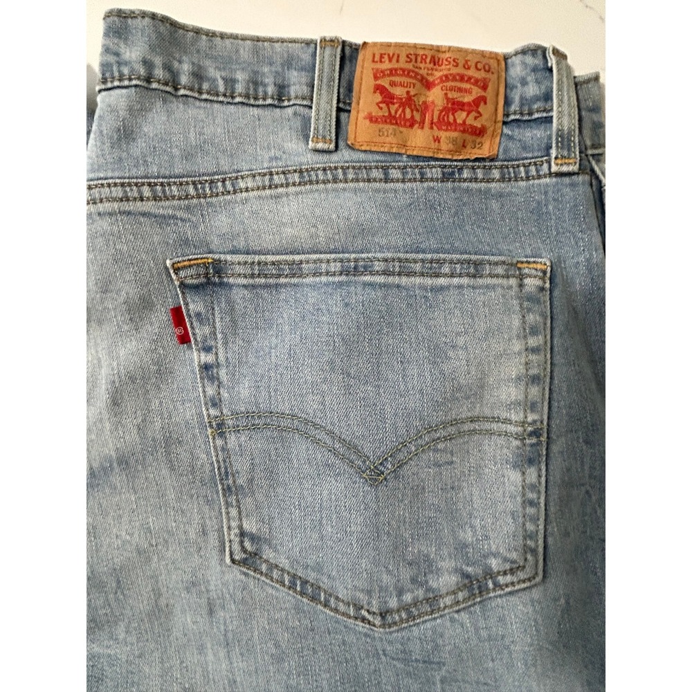 Levi Strauss 514‎ Straight Fit Mens Jeans Light Wash Blue W38 L32 04514-0386
